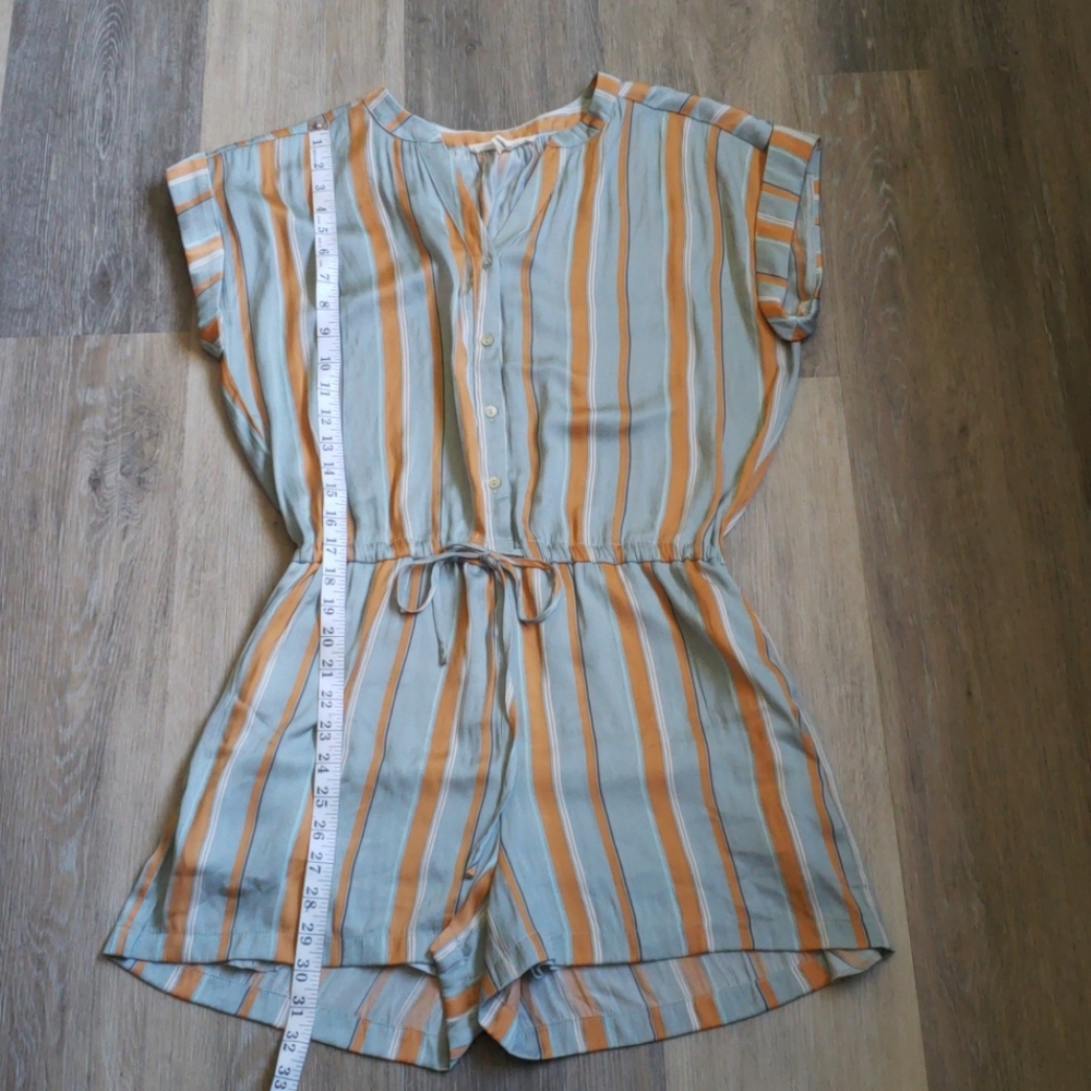 AQUA STRIPED SATIN ROMPER - Picture 9 of 16